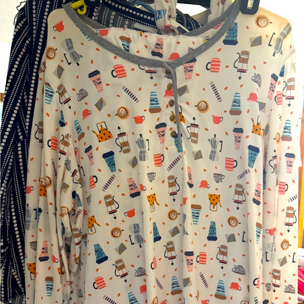 Cuddl Duds XXL - coffee themed pajamas with headband